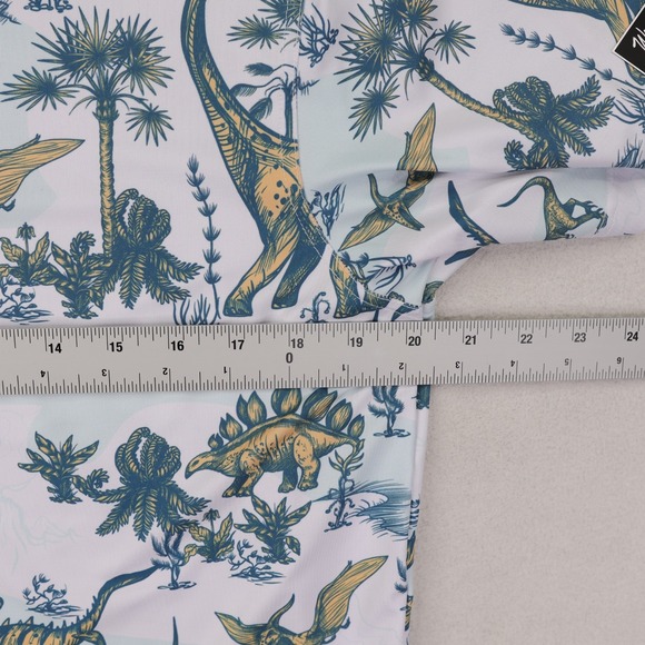 Waggle Golf Polo Shirt Dinosaur Print Mens Medium White Orange Green Performance - Picture 7 of 9